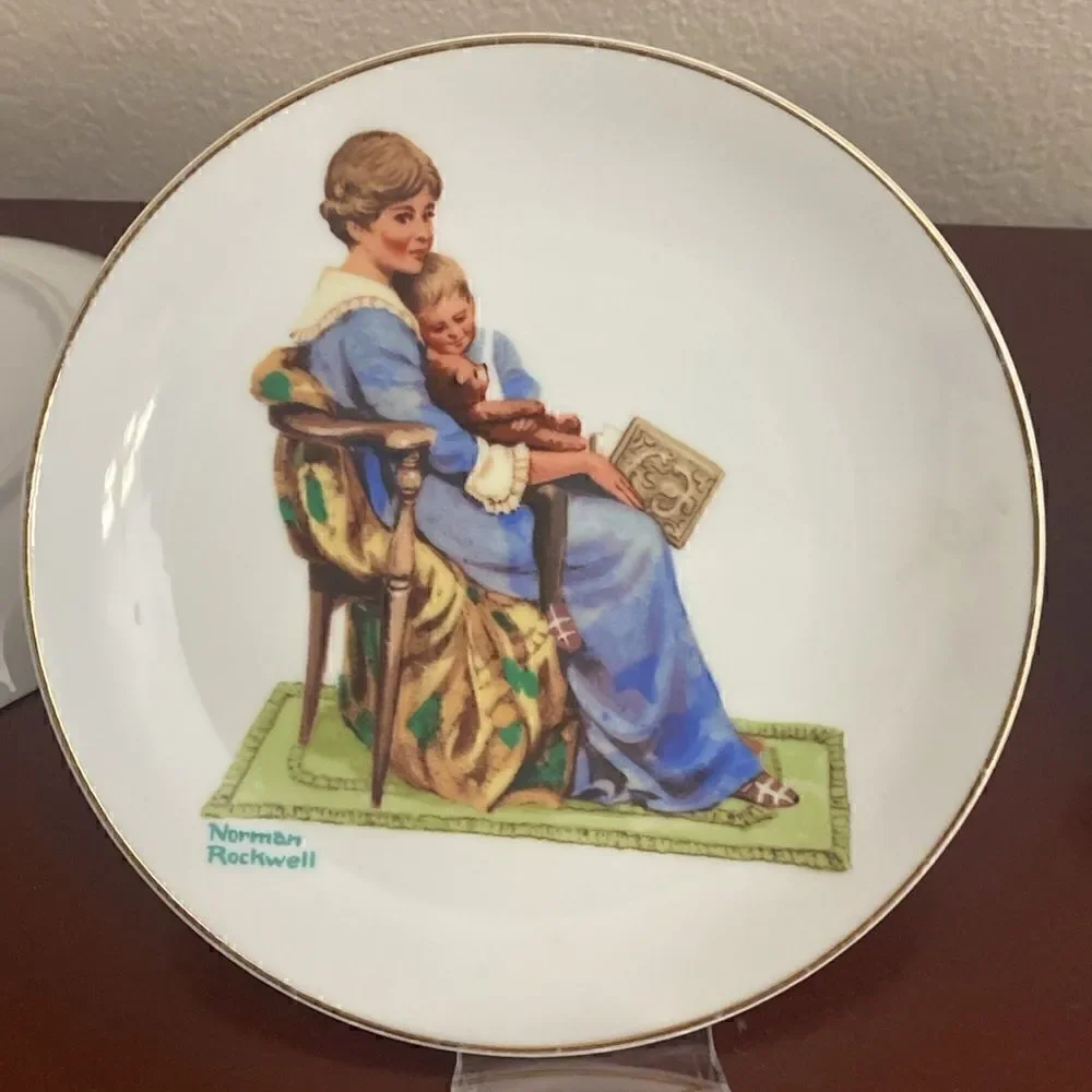💎Norman Rockwell Series Lot of 4 Vintage Plates Four Beloved Classics Japan1984
